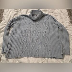Vintage Gaddy Collection 100% Cotton Blue Cable Knit Turtleneck Sweater